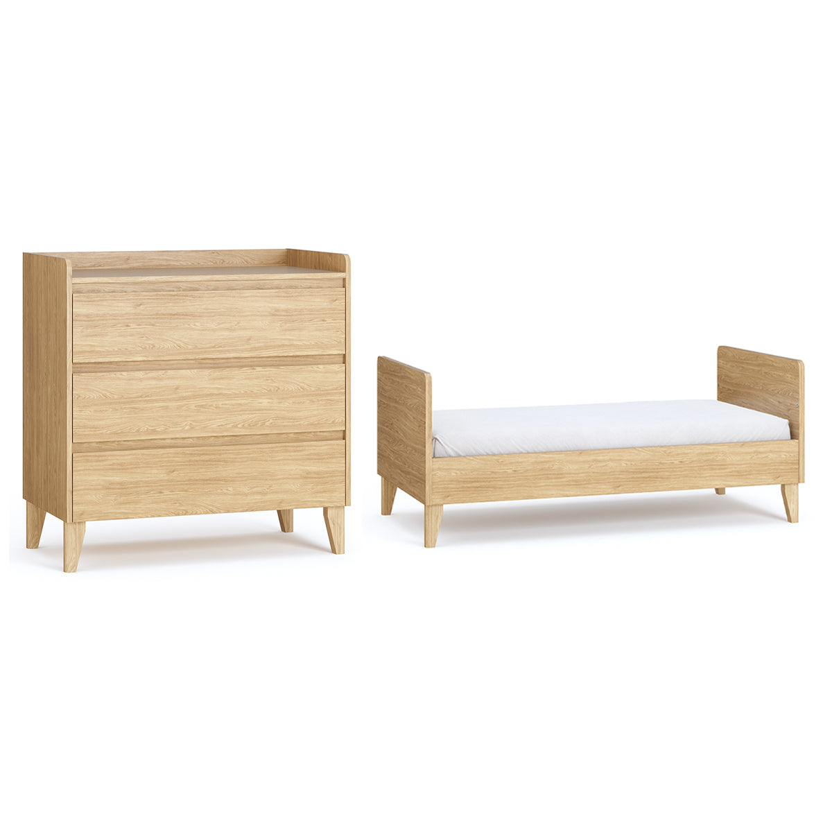Lit évolutif 70x140 et commode 3 tiroirs Vox Muve Bois