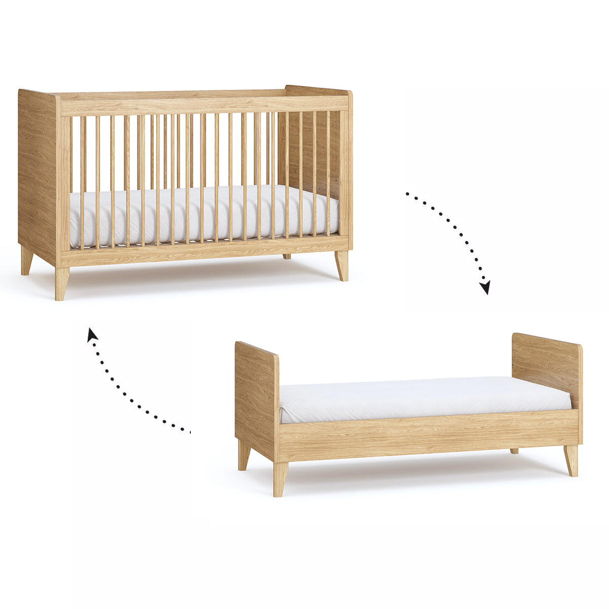 Lit évolutif 70x140 et commode 3 tiroirs Vox Muve Bois - vue 2