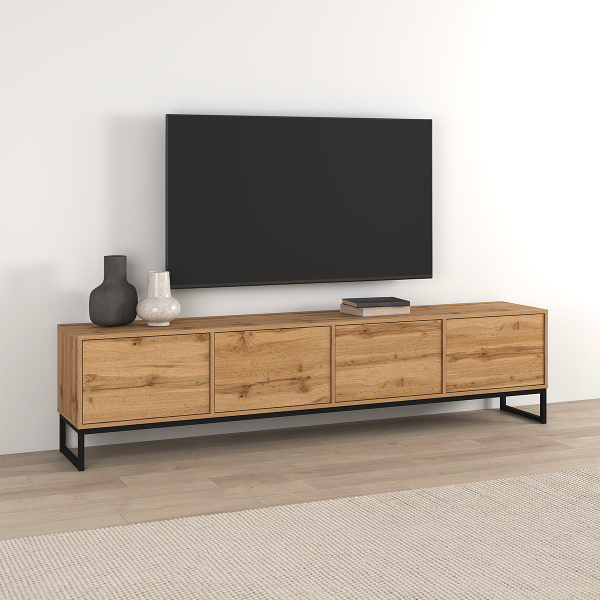 Meuble TV 4 portes 209 cm Loa Bois - vue 2