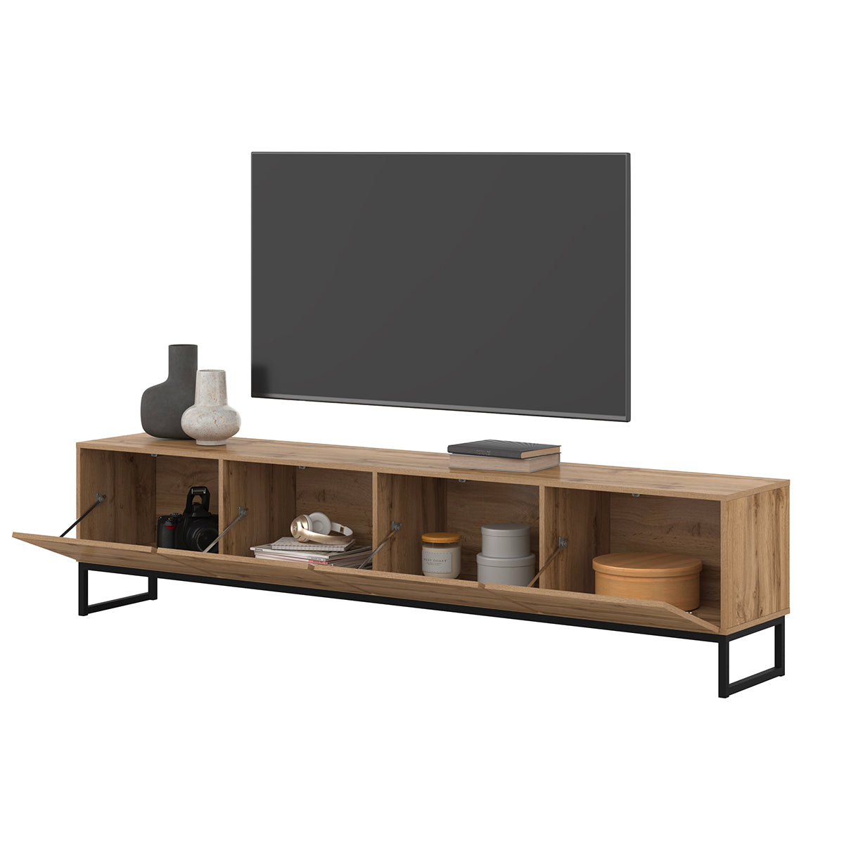 Meuble TV 4 portes 209 cm Loa Bois - vue 5
