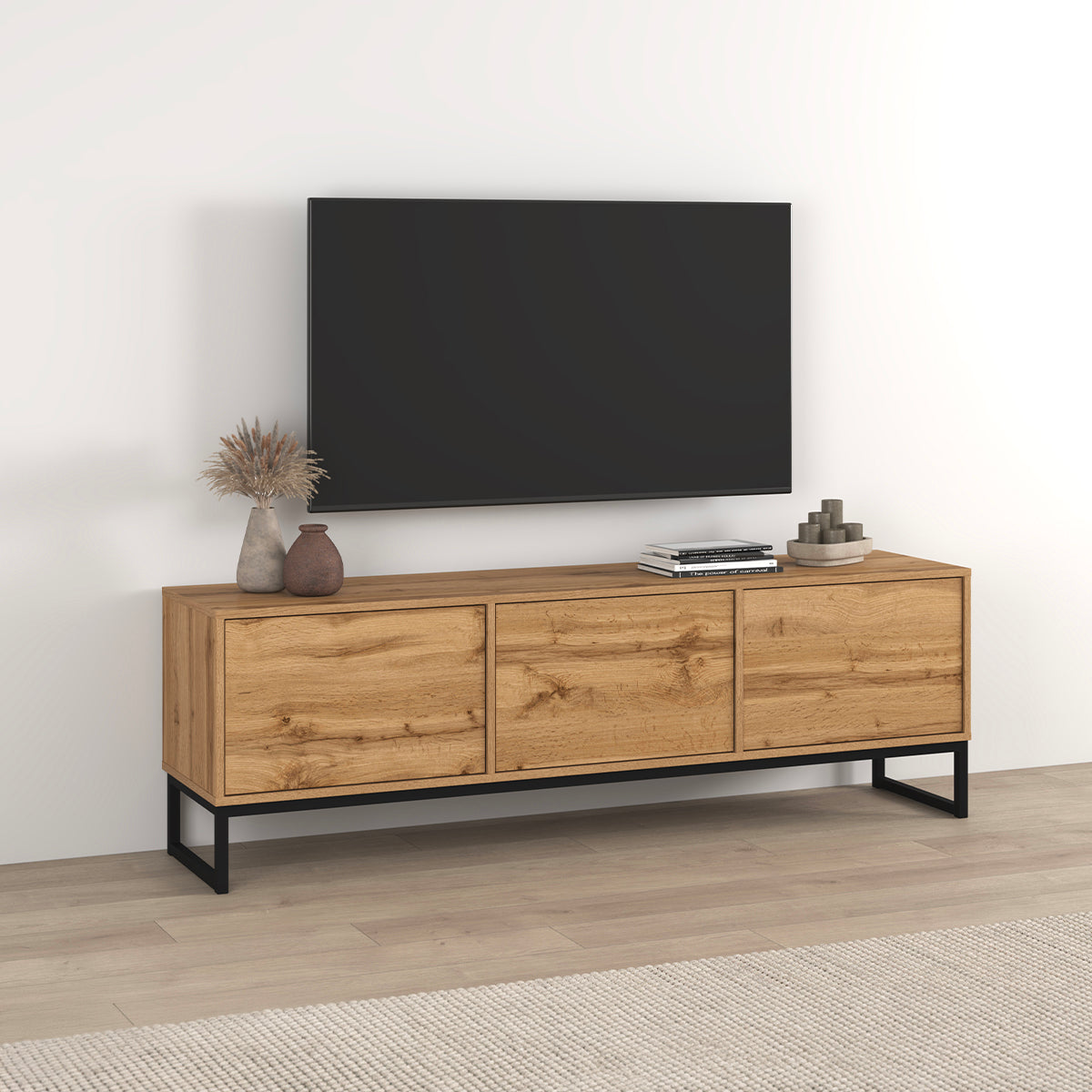 Meuble TV 3 portes 157 cm Loa Bois - vue 3