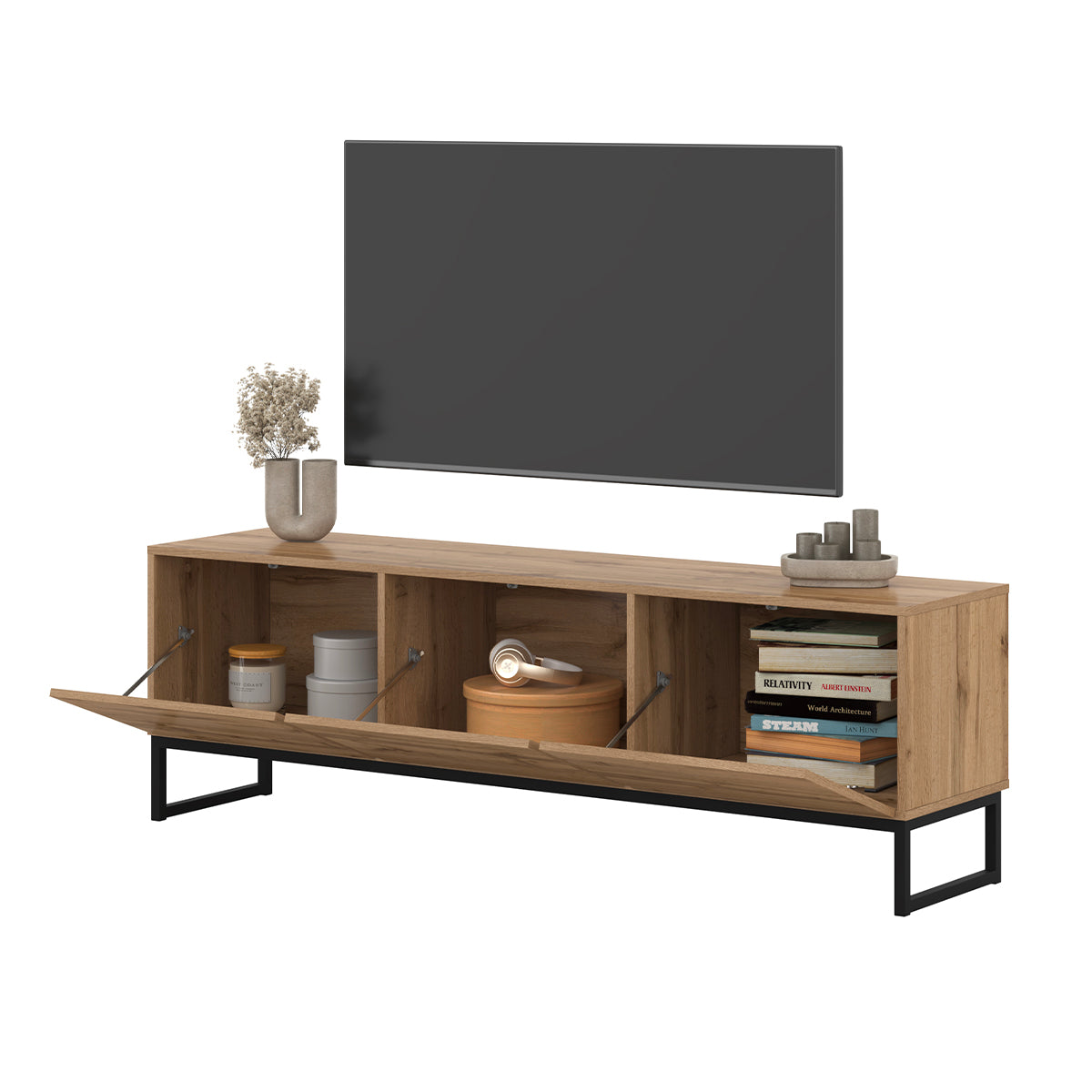 Meuble TV 3 portes 157 cm Loa Bois - vue 5