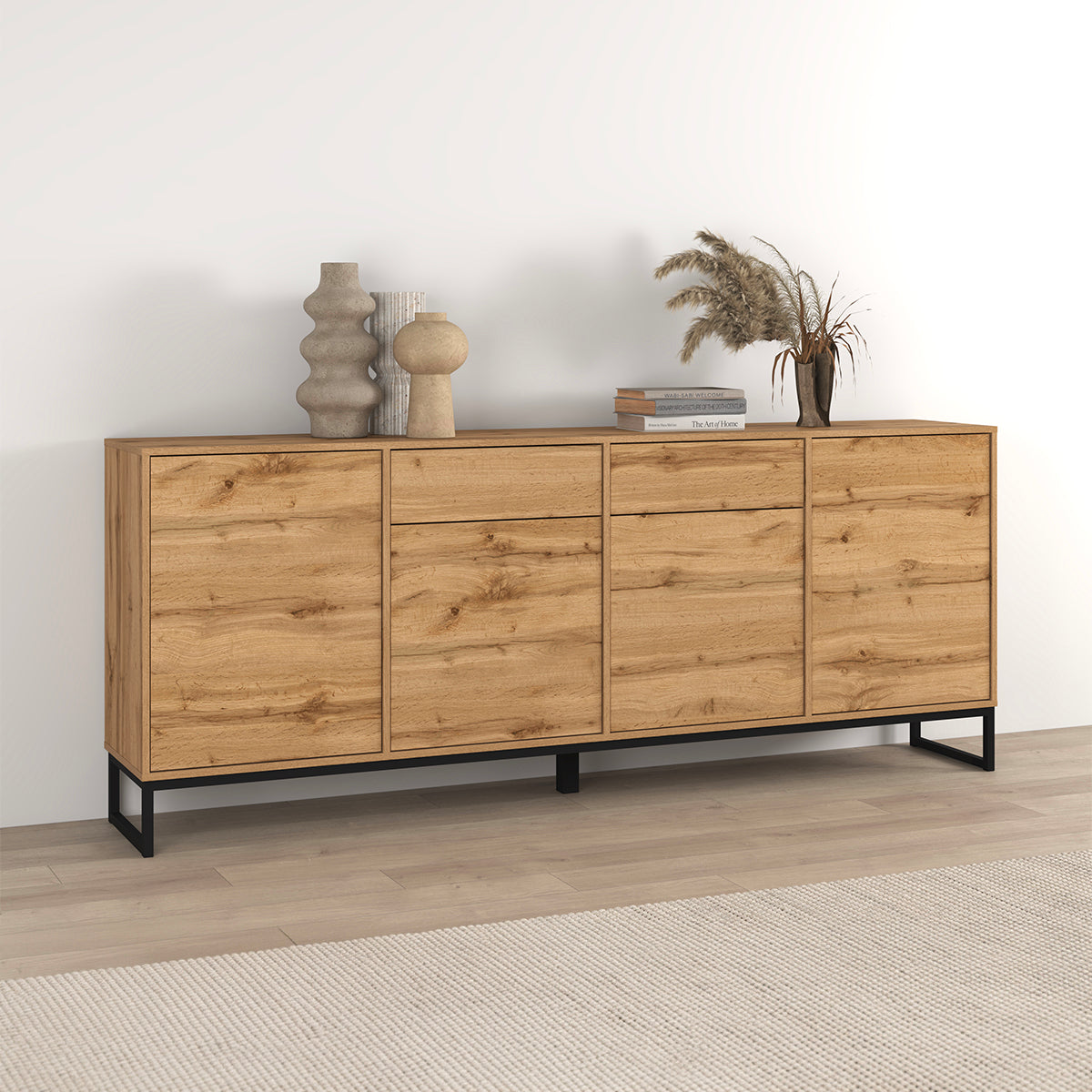 Buffet 4 portes 2 tiroirs Loa Bois - vue 3