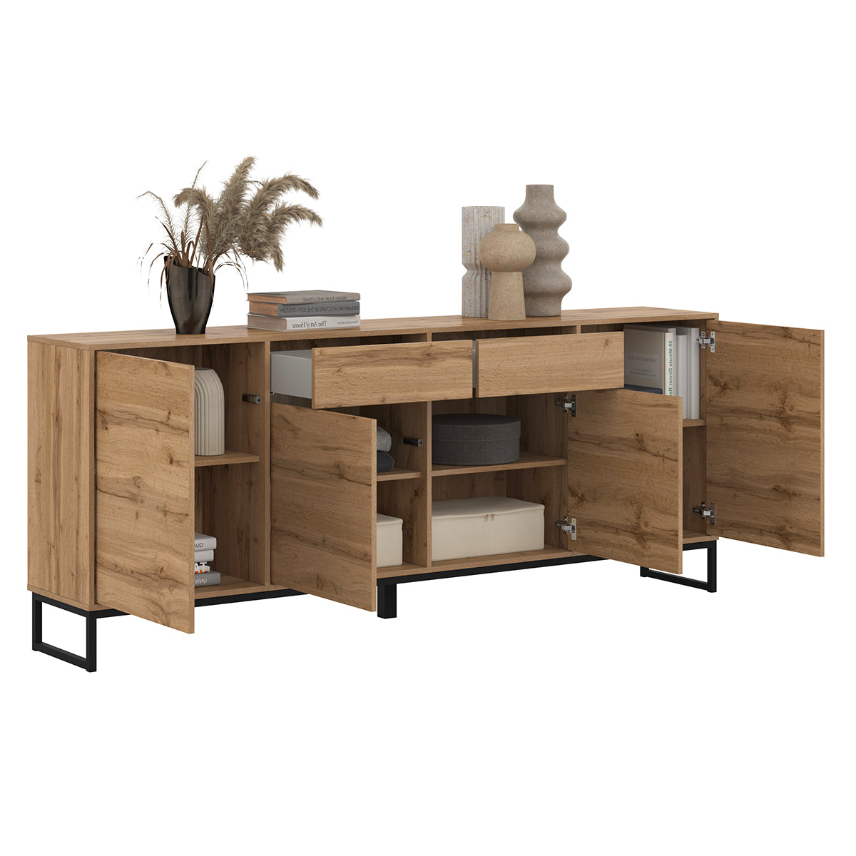 Buffet 4 portes 2 tiroirs Loa Bois - vue 5