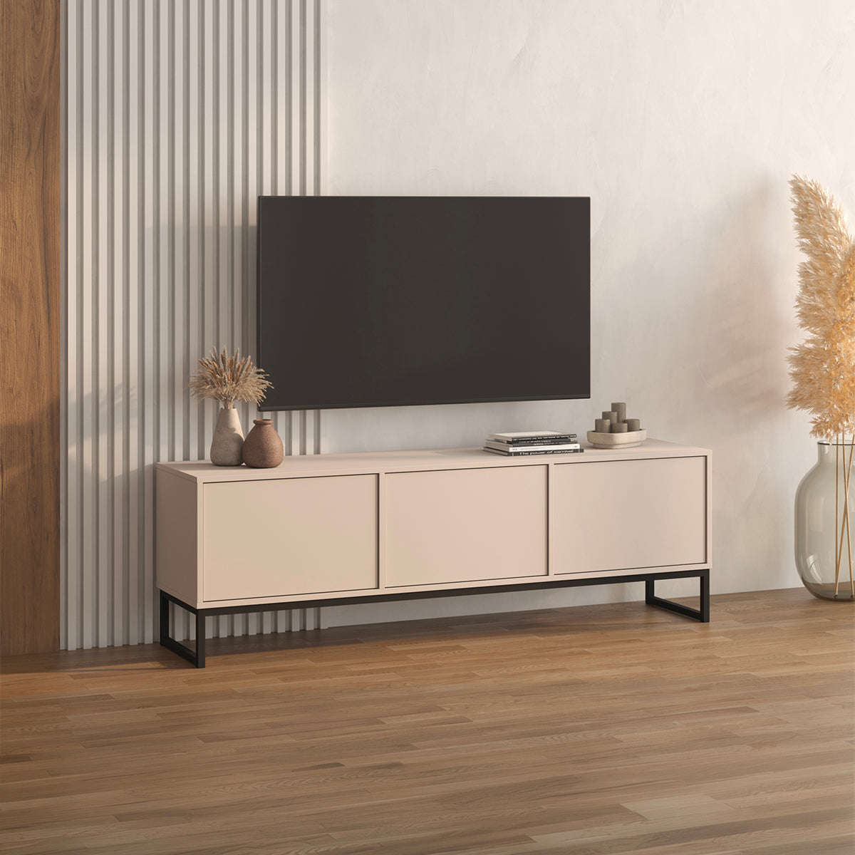 Meuble TV 3 portes 157 cm Loa Cachemire - vue 2