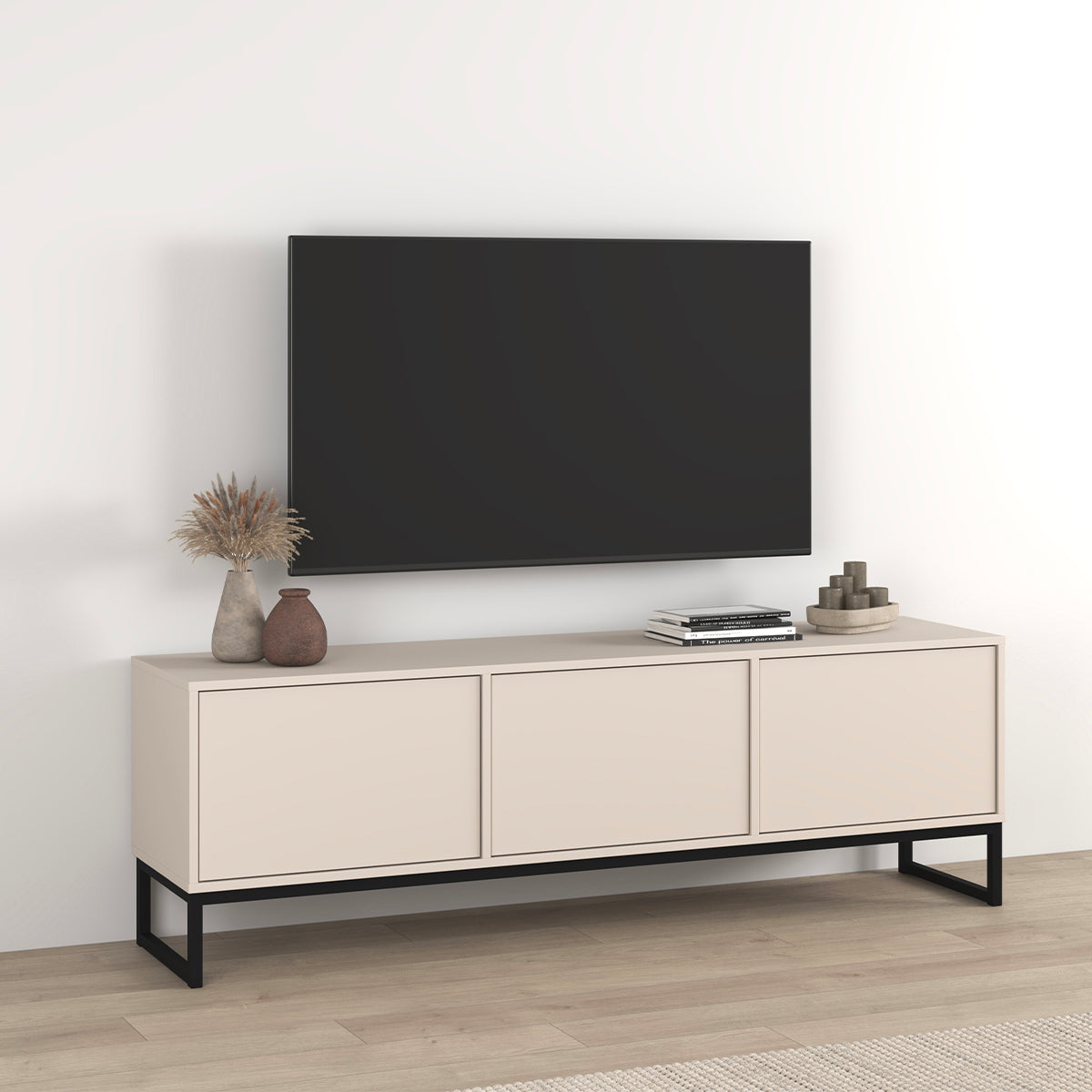 Meuble TV 3 portes 157 cm Loa Cachemire - vue 3