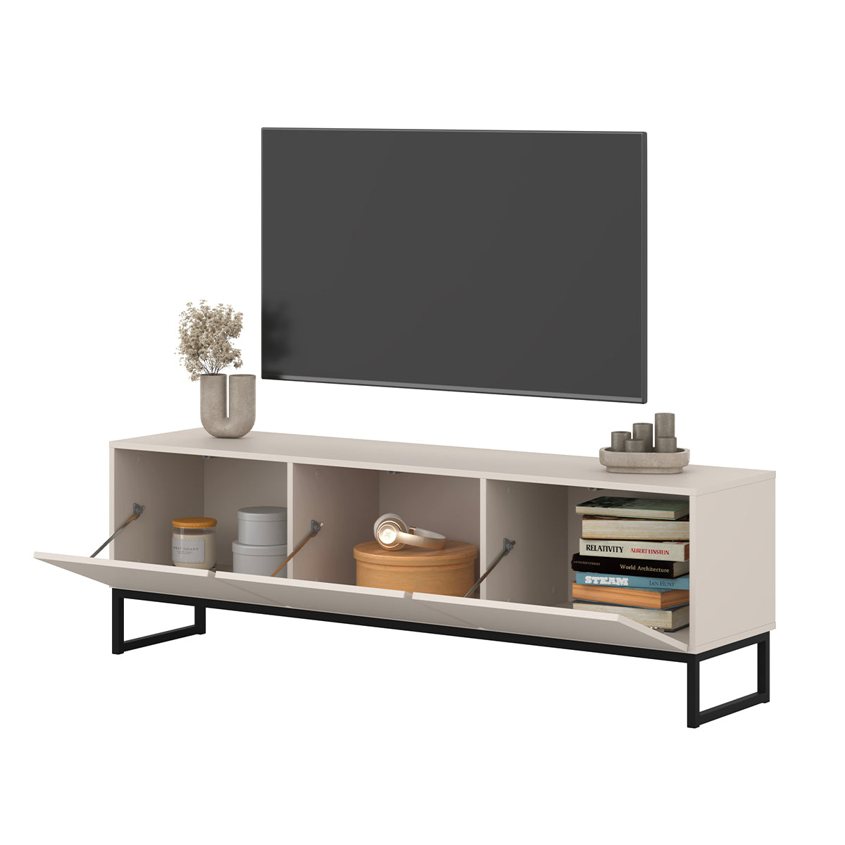 Meuble TV 3 portes 157 cm Loa Cachemire - vue 5