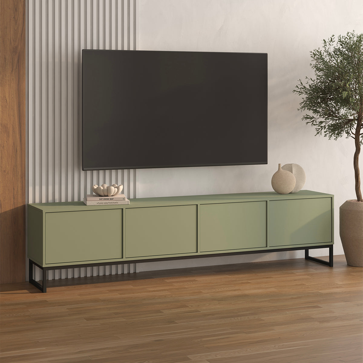 Meuble TV 4 portes 209 cm Loa Vert - vue 2