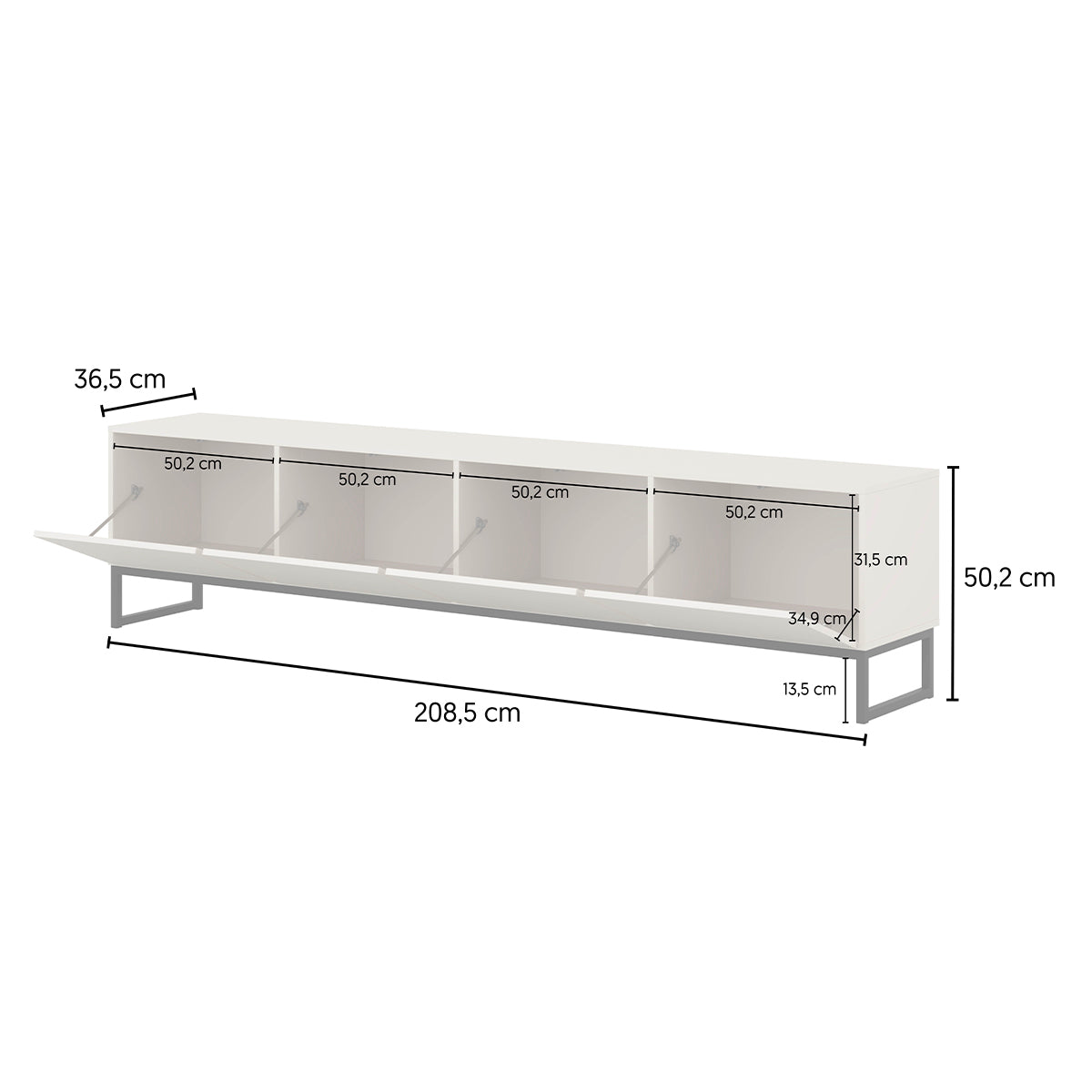 Meuble TV 4 portes 209 cm Loa Vert - vue 9