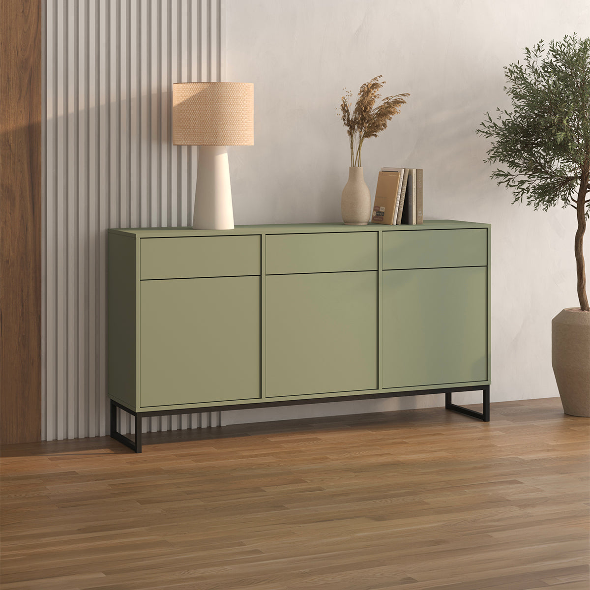 Buffet 3 portes 3 tiroirs Loa Vert - vue 2