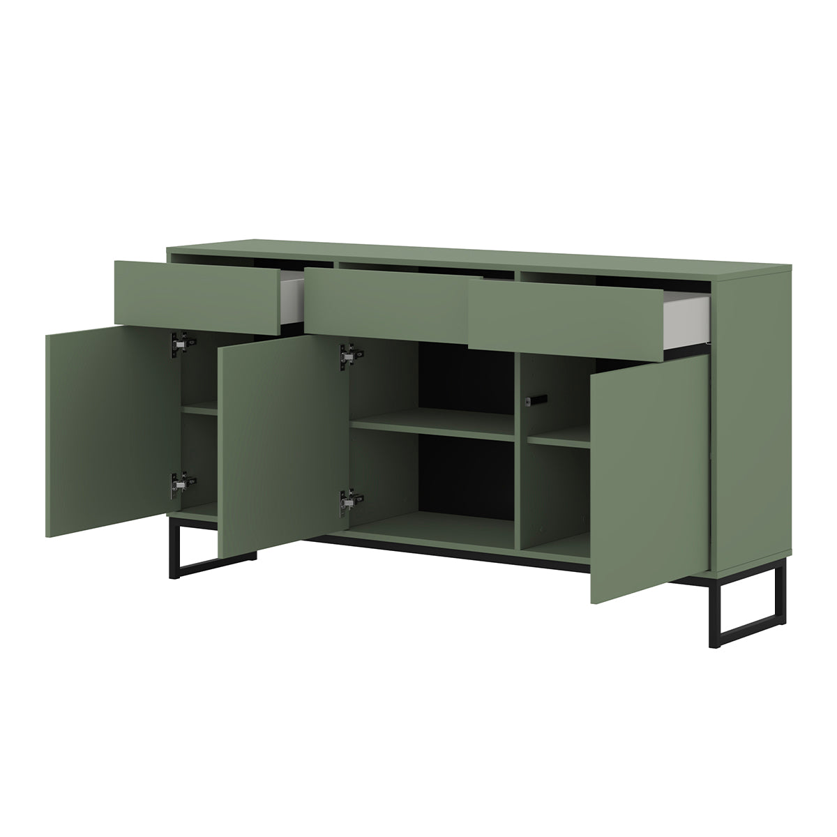Buffet 3 portes 3 tiroirs Loa Vert - vue 3