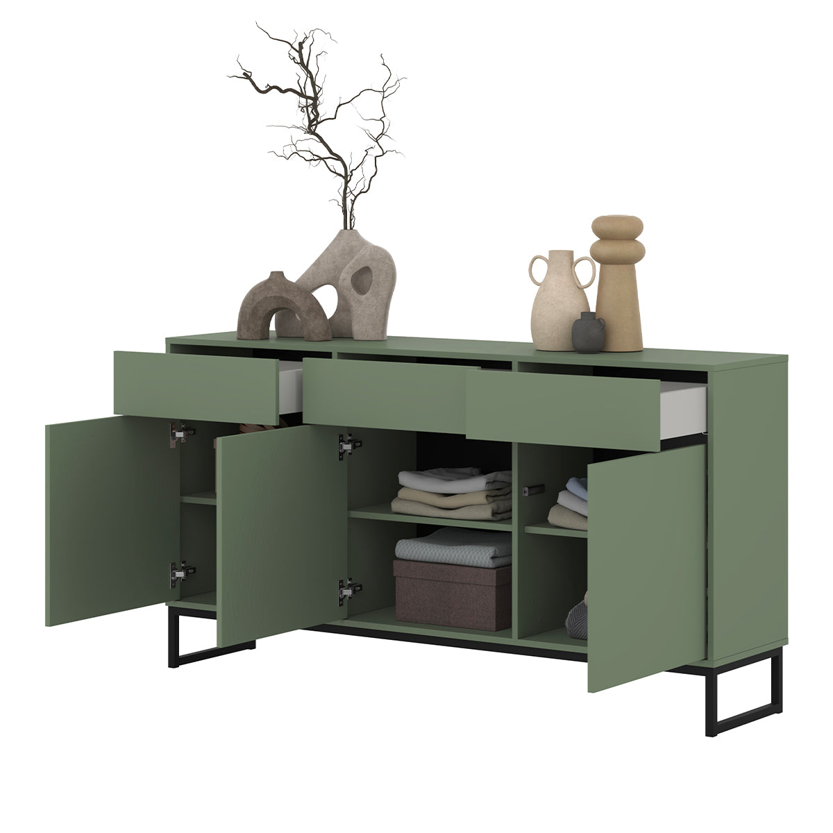 Buffet 3 portes 3 tiroirs Loa Vert - vue 4