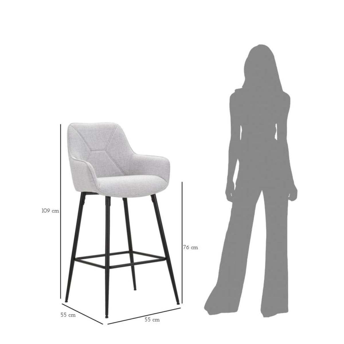 Lot de 2 chaises de bar en tissu et métal Cairn Gris - vue 11
