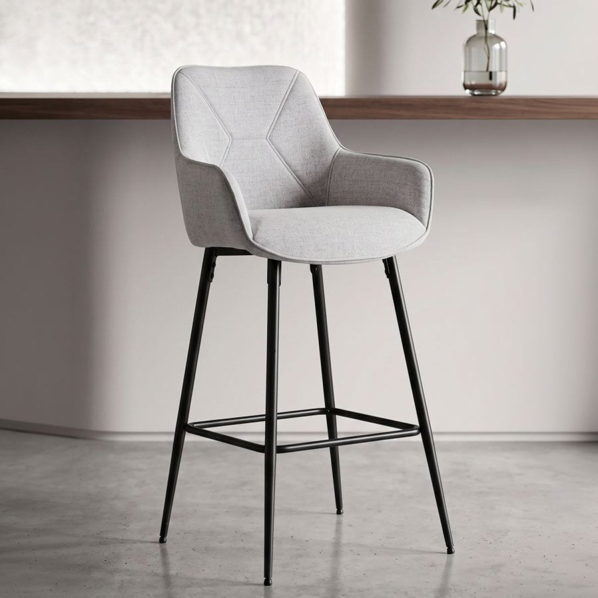 Lot de 2 chaises de bar en tissu et métal Cairn Gris