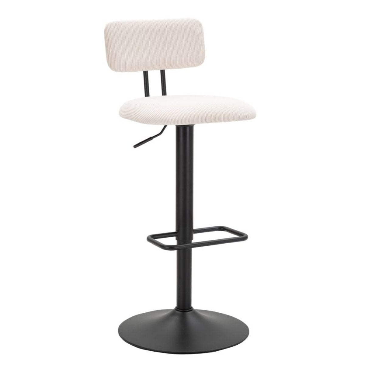 Lot de 2 tabourets de bar réglables de 61 à 83 cm Malorie Velours côtelé Blanc et Noir - vue 2