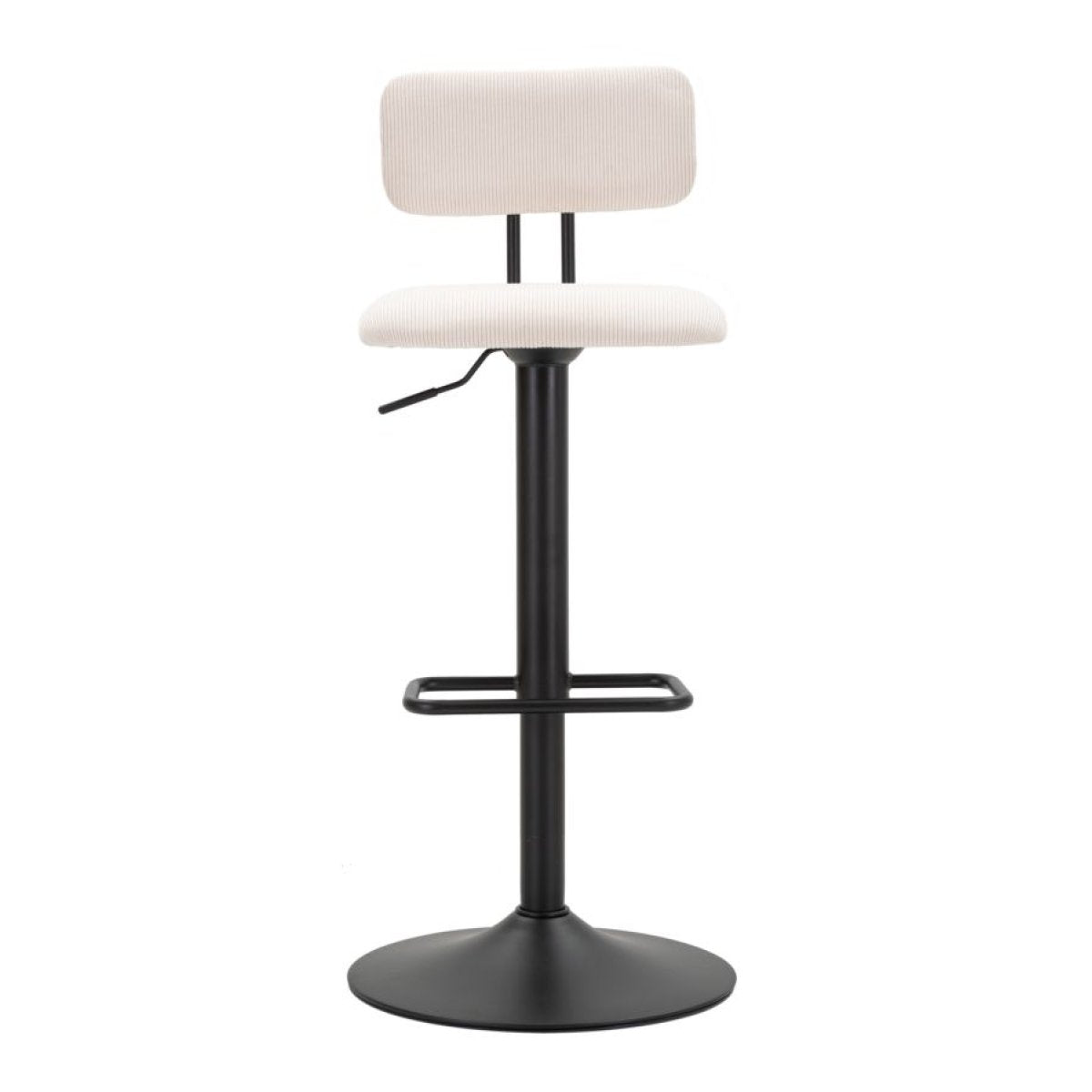 Lot de 2 tabourets de bar réglables de 61 à 83 cm Malorie Velours côtelé Blanc et Noir - vue 3