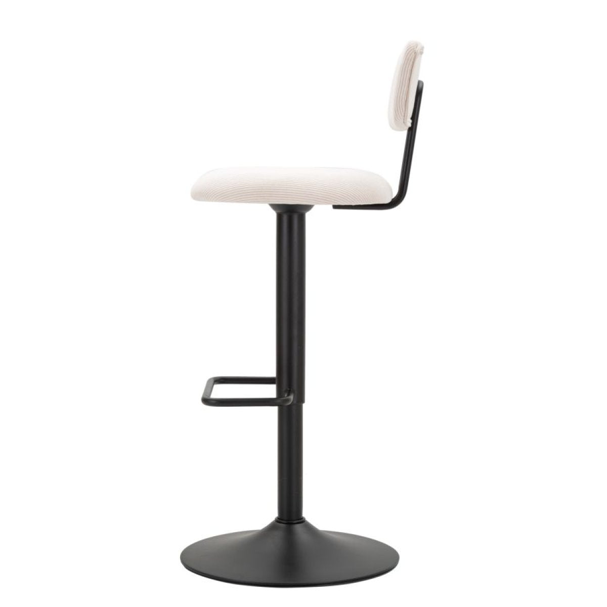 Lot de 2 tabourets de bar réglables de 61 à 83 cm Malorie Velours côtelé Blanc et Noir - vue 4