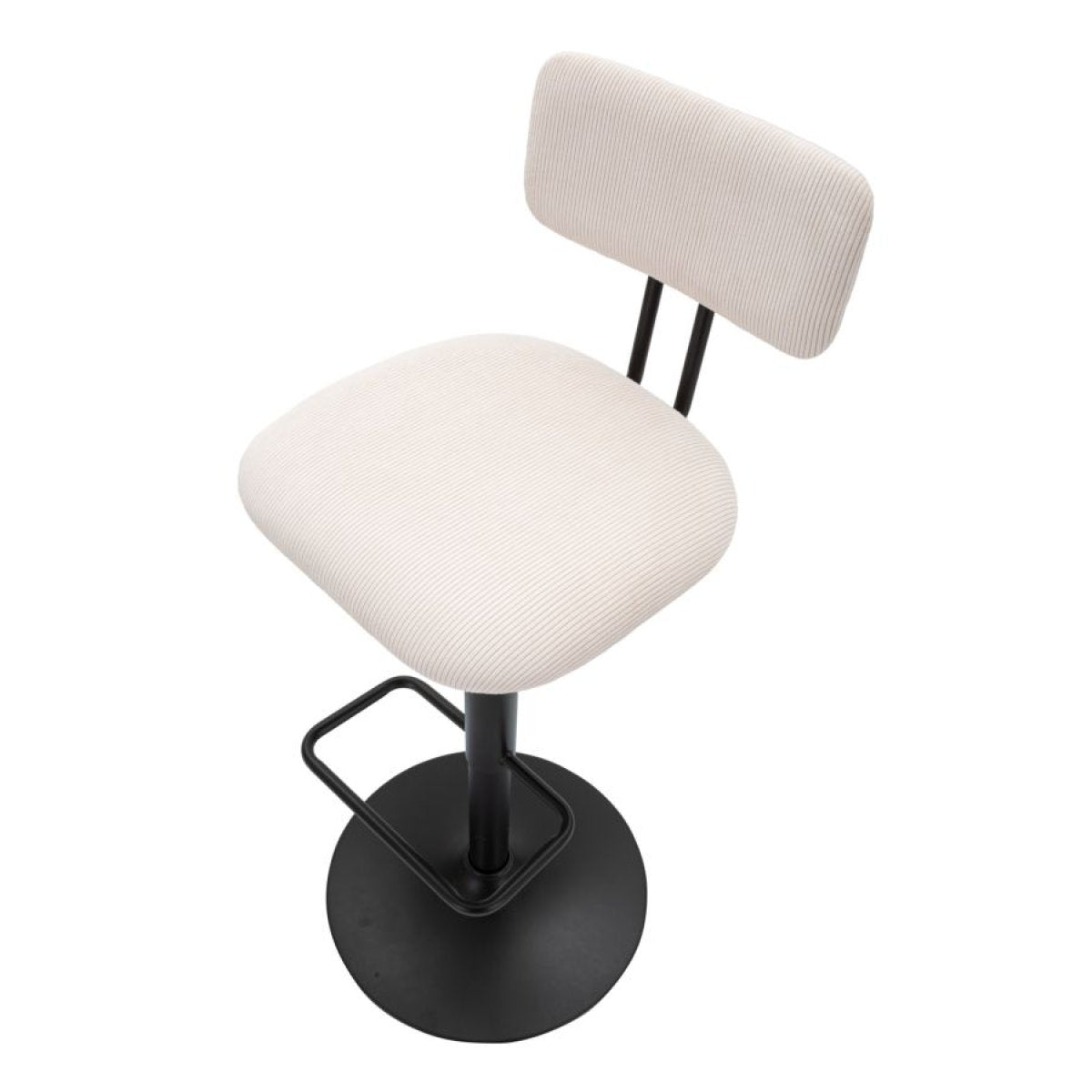 Lot de 2 tabourets de bar réglables de 61 à 83 cm Malorie Velours côtelé Blanc et Noir - vue 6