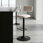 Lot de 2 tabourets de bar réglables de 61 à 83 cm Malorie Velours côtelé Blanc et Noir