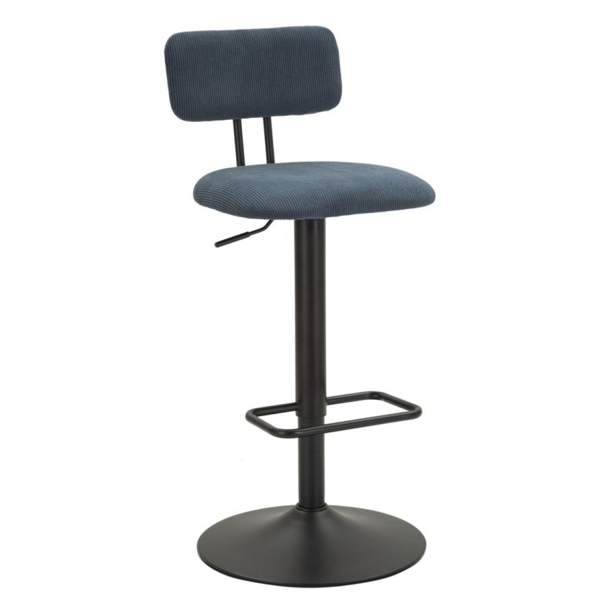 Lot de 2 tabourets de bar réglables de 61 à 83 cm Malorie Velours côtelé Bleu et Noir - vue 2