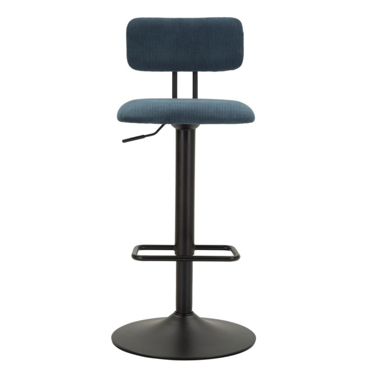 Lot de 2 tabourets de bar réglables de 61 à 83 cm Malorie Velours côtelé Bleu et Noir - vue 3