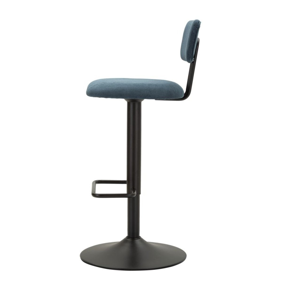 Lot de 2 tabourets de bar réglables de 61 à 83 cm Malorie Velours côtelé Bleu et Noir - vue 4