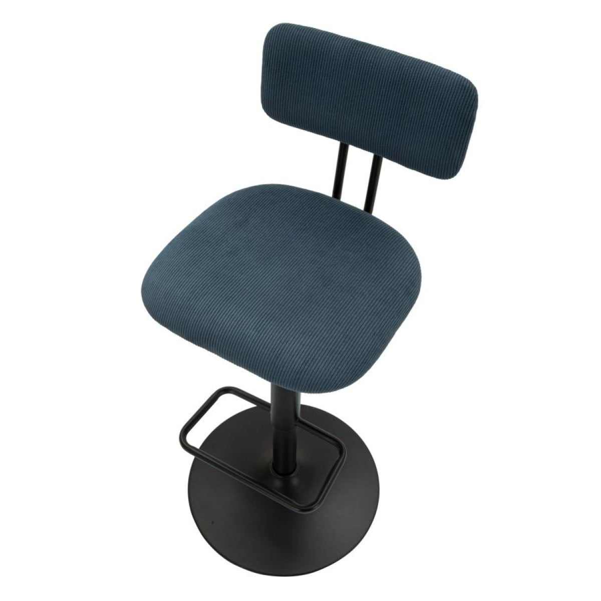 Lot de 2 tabourets de bar réglables de 61 à 83 cm Malorie Velours côtelé Bleu et Noir - vue 6