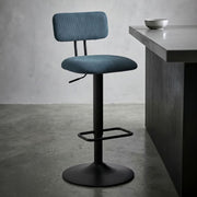 Lot de 2 tabourets de bar réglables de 61 à 83 cm Malorie Velours côtelé Bleu et Noir