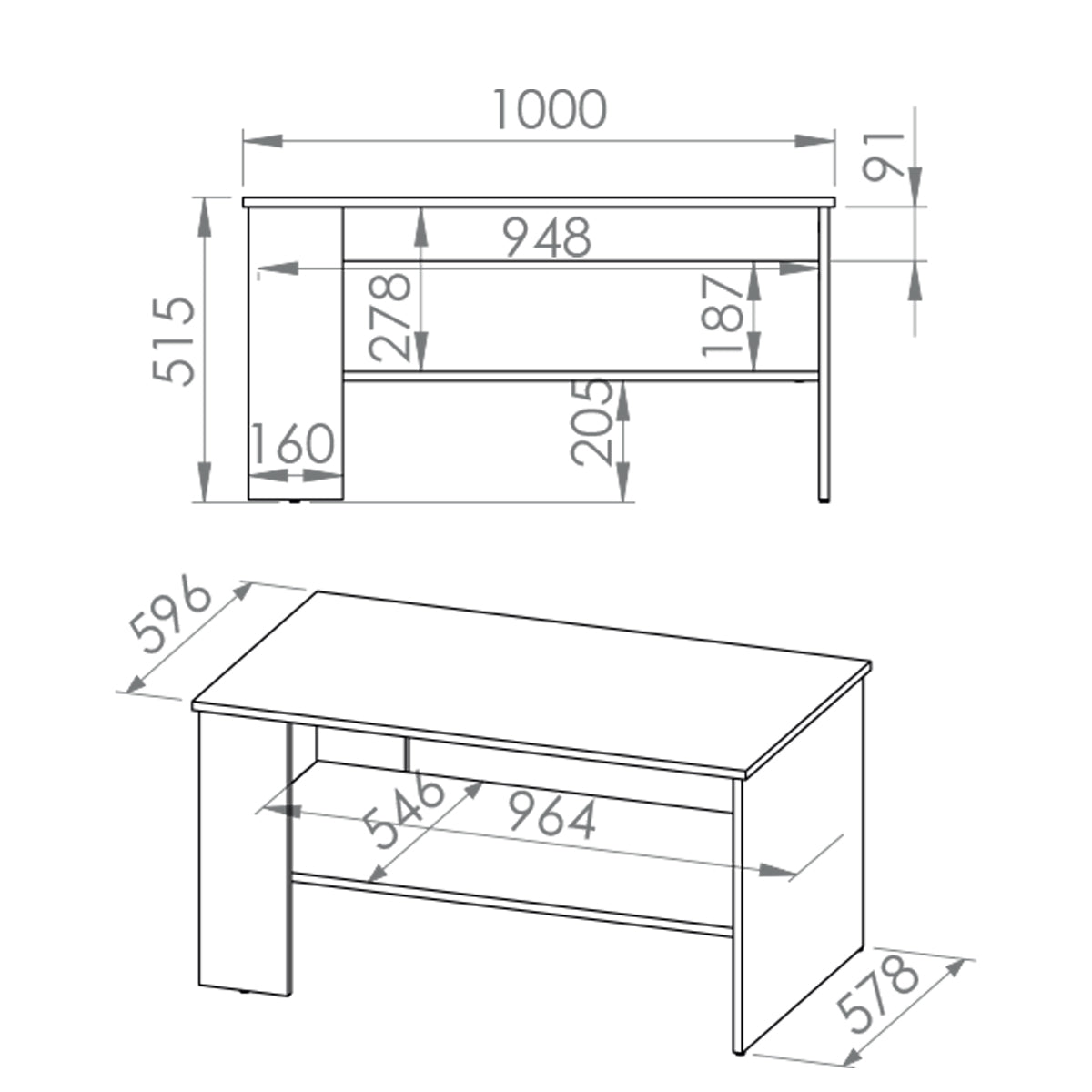 Table basse Orion Blanc et Effet béton - vue 5