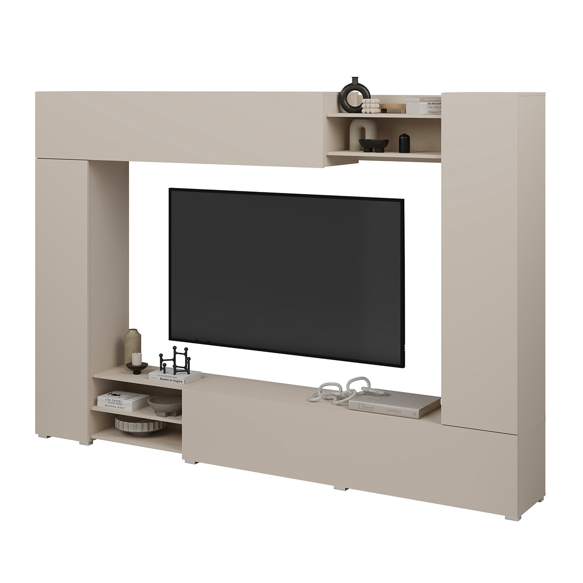 Meuble TV 4 portes 3 niches 270 cm Lya Cachemire