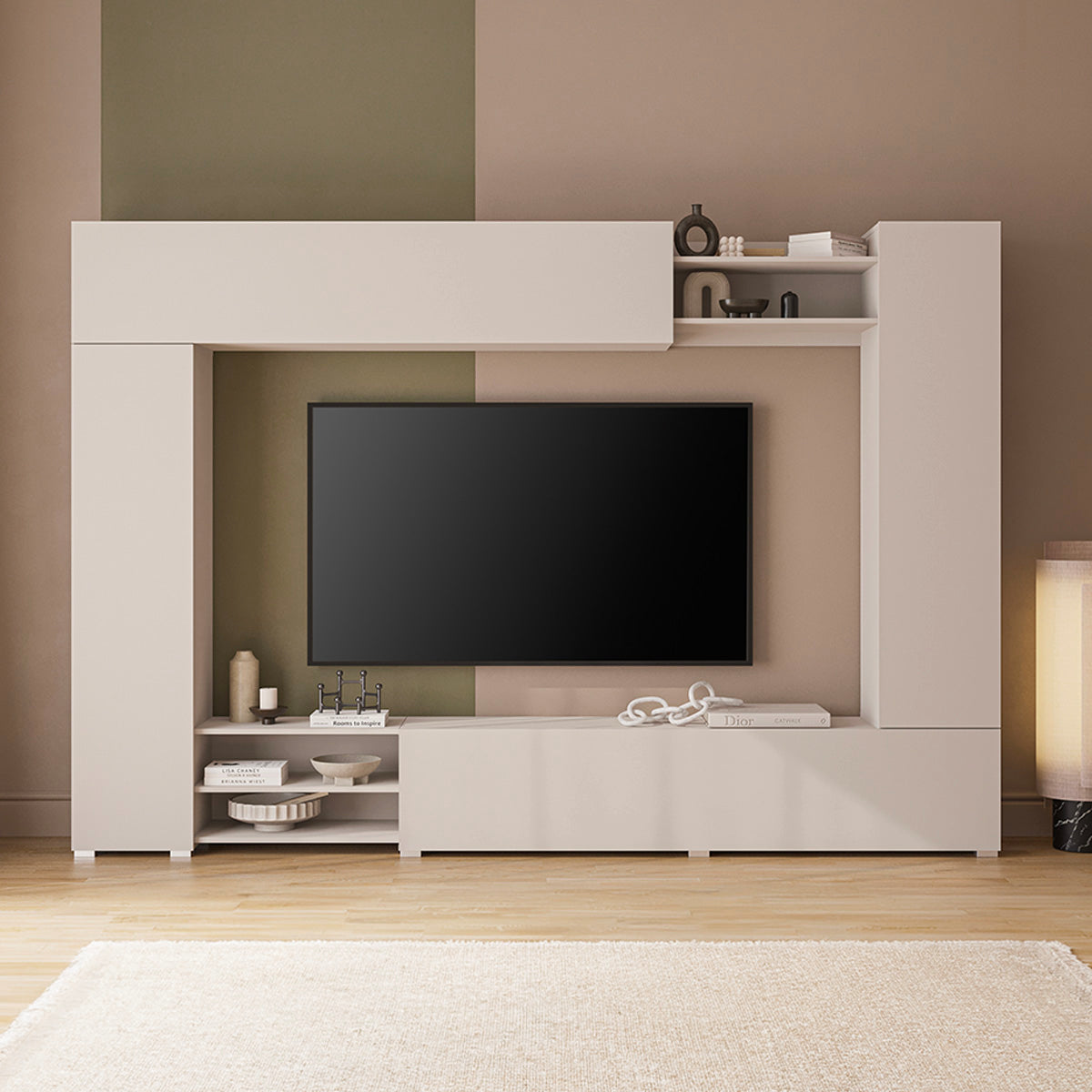 Meuble TV 4 portes 3 niches 270 cm Lya Cachemire - vue 2