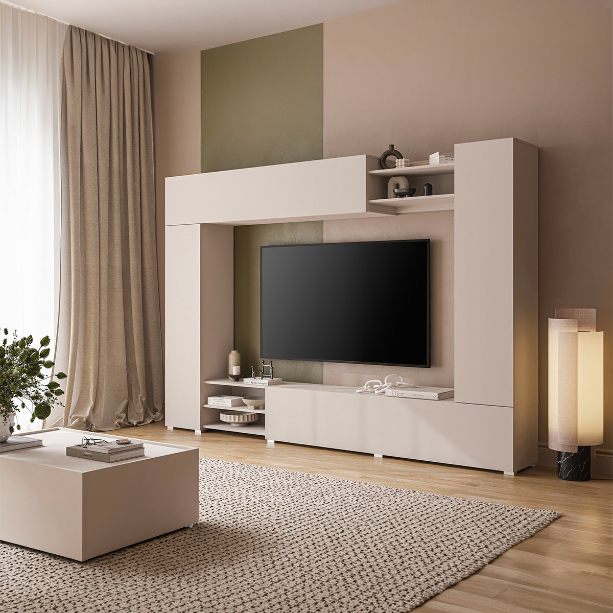 Meuble TV 4 portes 3 niches 270 cm Lya Cachemire - vue 3