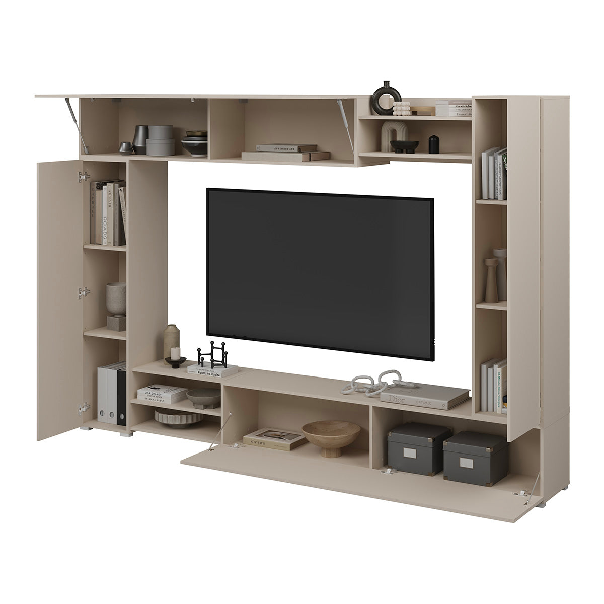 Meuble TV 4 portes 3 niches 270 cm Lya Cachemire - vue 4