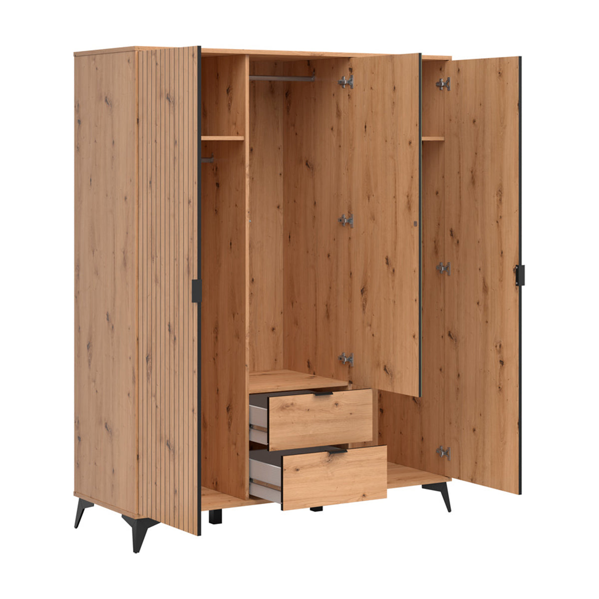 Armoire 3 portes 2 tiroirs Mao Bois - vue 2