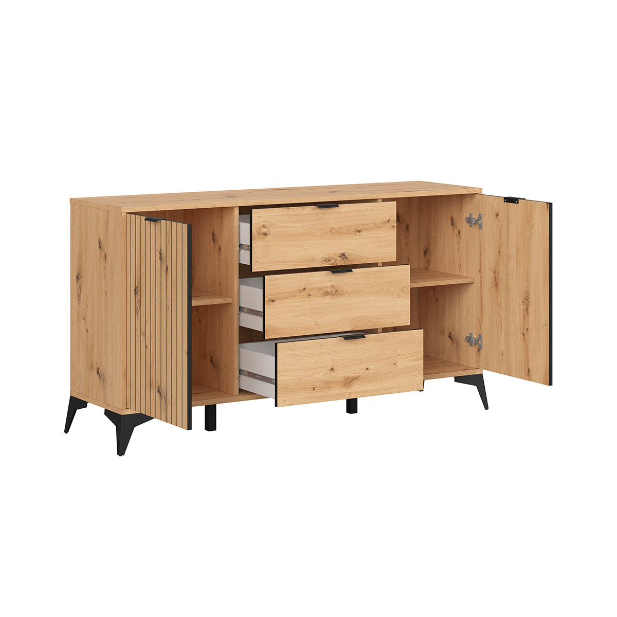 Buffet 2 portes 3 tiroirs 150 cm Mao Bois - vue 3