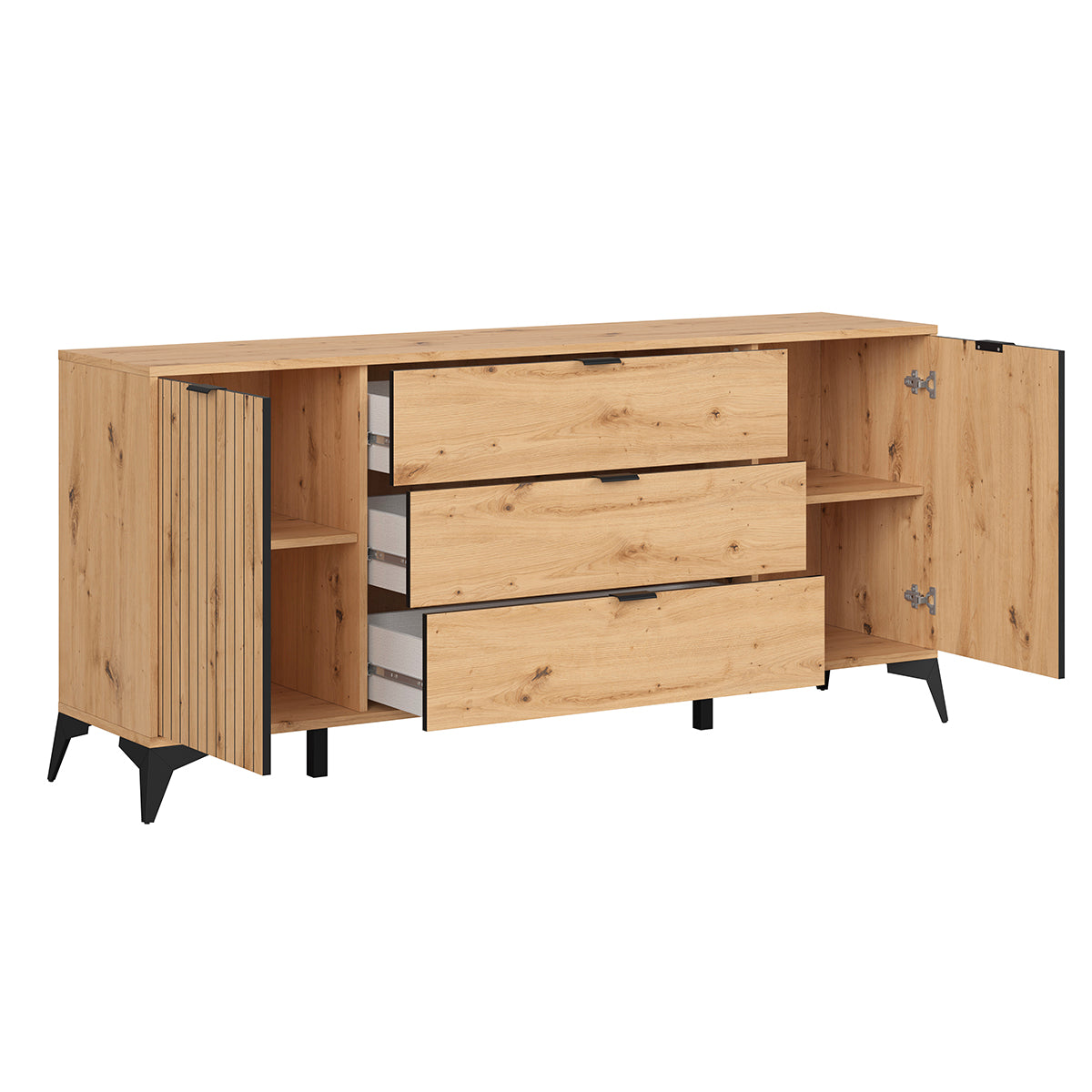 Buffet 2 portes 3 tiroirs 180 cm Mao Bois - vue 3