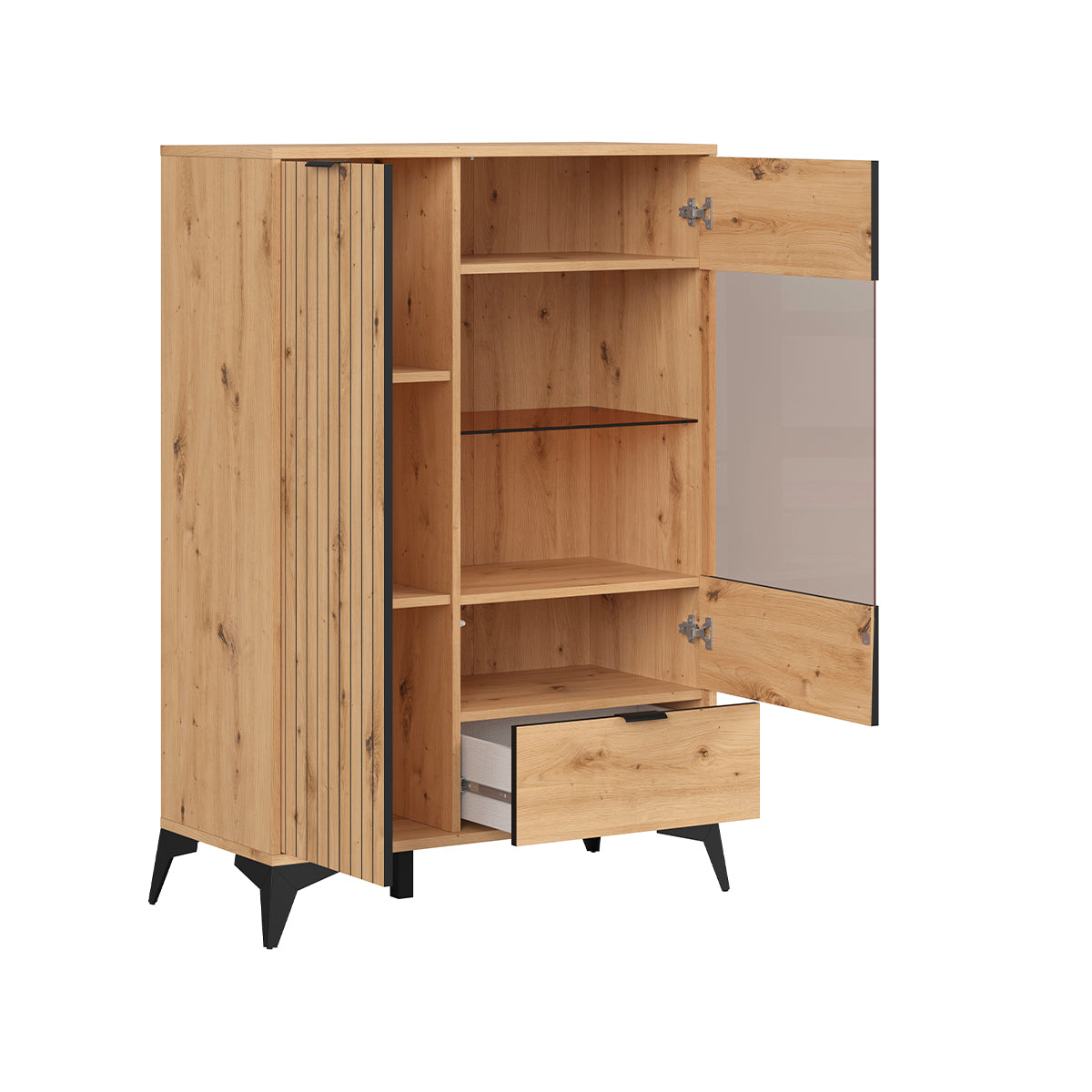 Vaisselier bas 2 portes 1 tiroir Mao Bois - vue 3