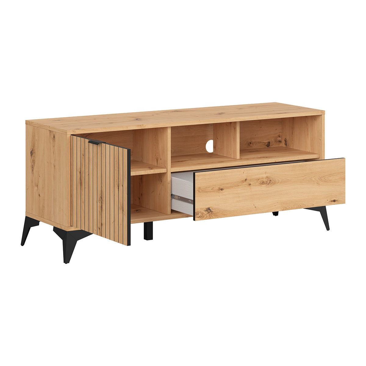 Meuble TV 1 porte 1 tiroir 135 cm Mao Bois - vue 2