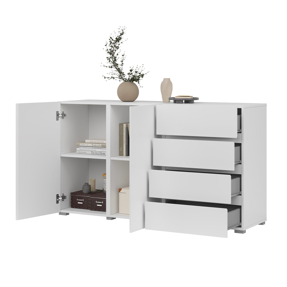 Buffet 2 portes 4 tiroirs Maxis Blanc - vue 2