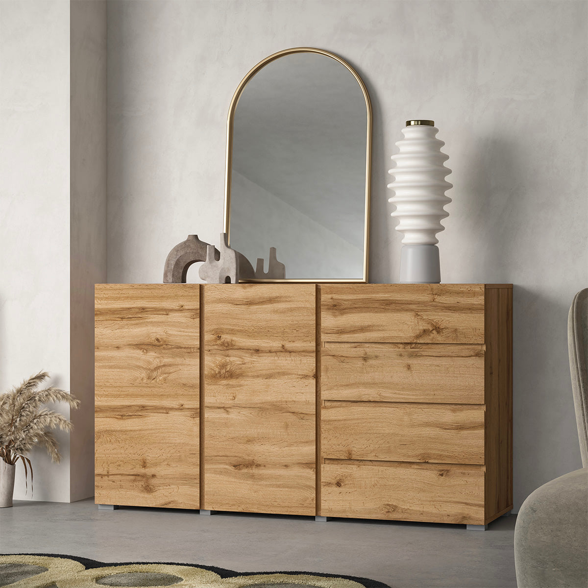 Buffet 2 portes 4 tiroirs Maxis Bois - vue 2