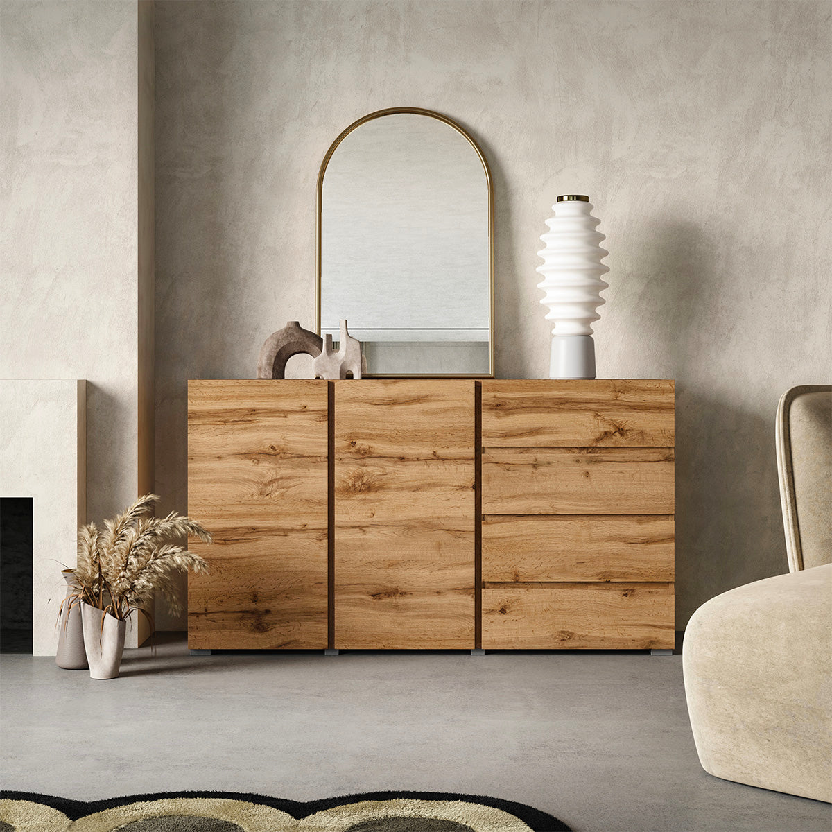 Buffet 2 portes 4 tiroirs Maxis Bois - vue 3