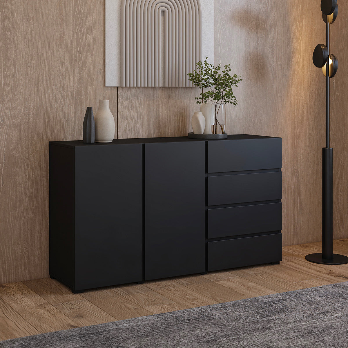 Buffet 2 portes 4 tiroirs Maxis Noir - vue 2