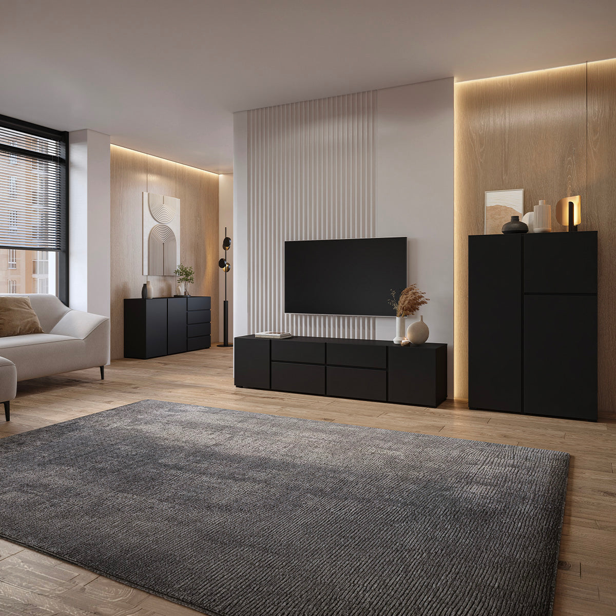 Buffet 2 portes 4 tiroirs Maxis Noir - vue 3