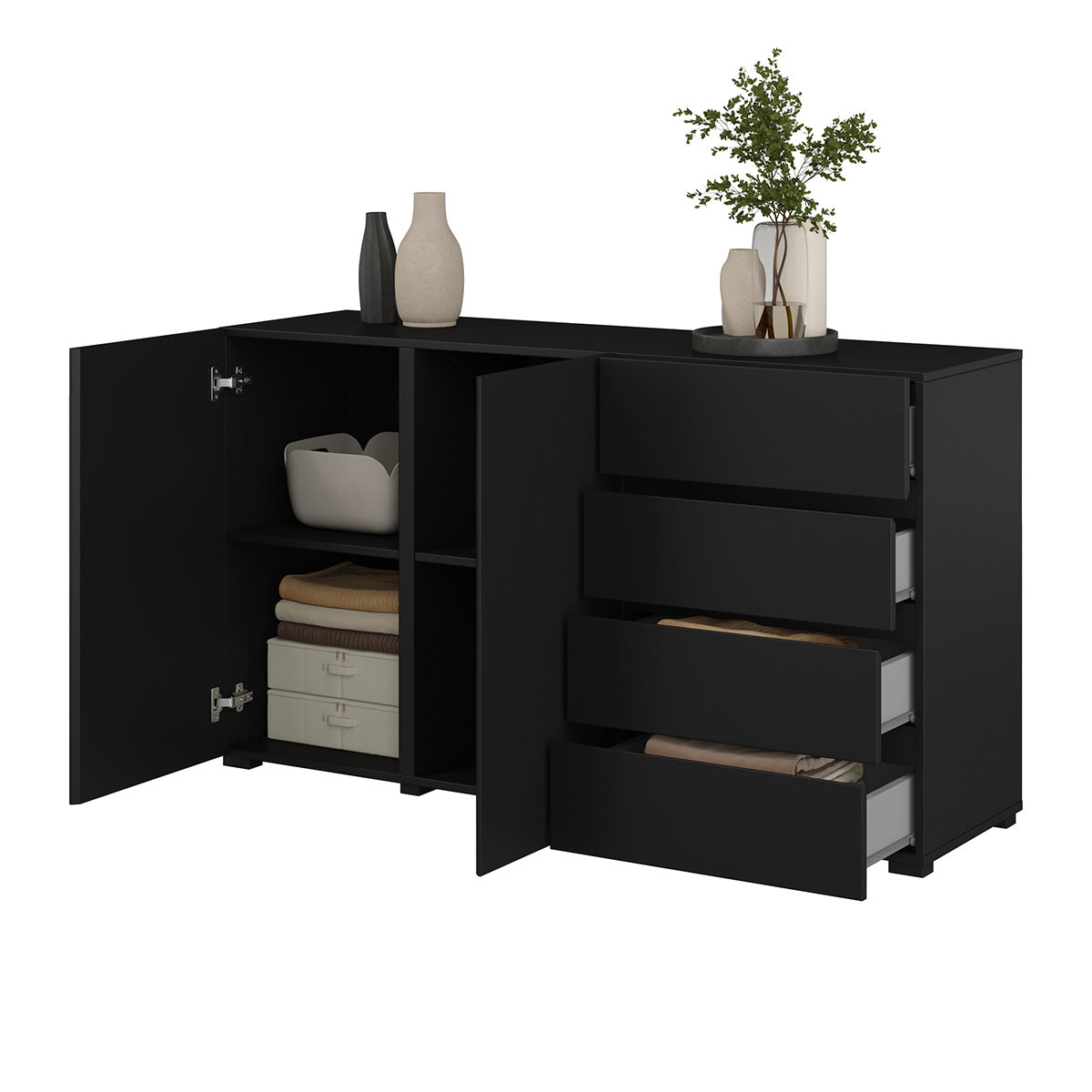 Buffet 2 portes 4 tiroirs Maxis Noir - vue 4