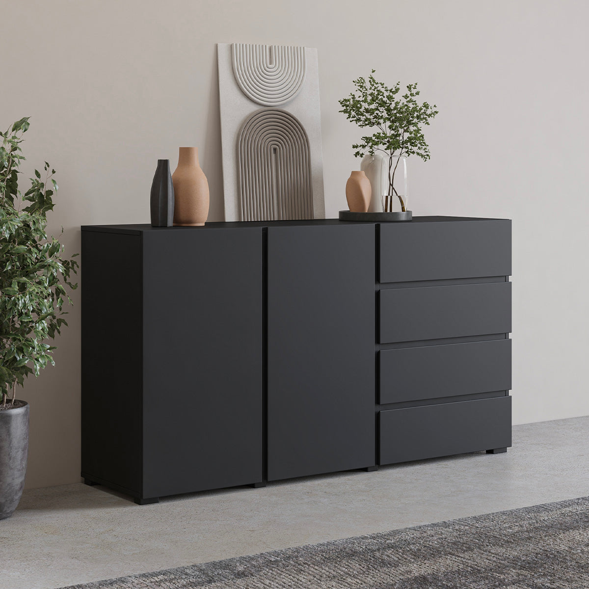 Buffet 2 portes 4 tiroirs Maxis Noir - vue 5