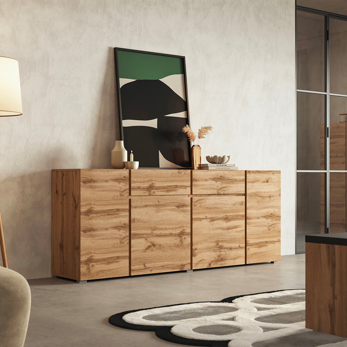 Buffet 4 portes 2 tiroirs Maxis Bois - vue 2