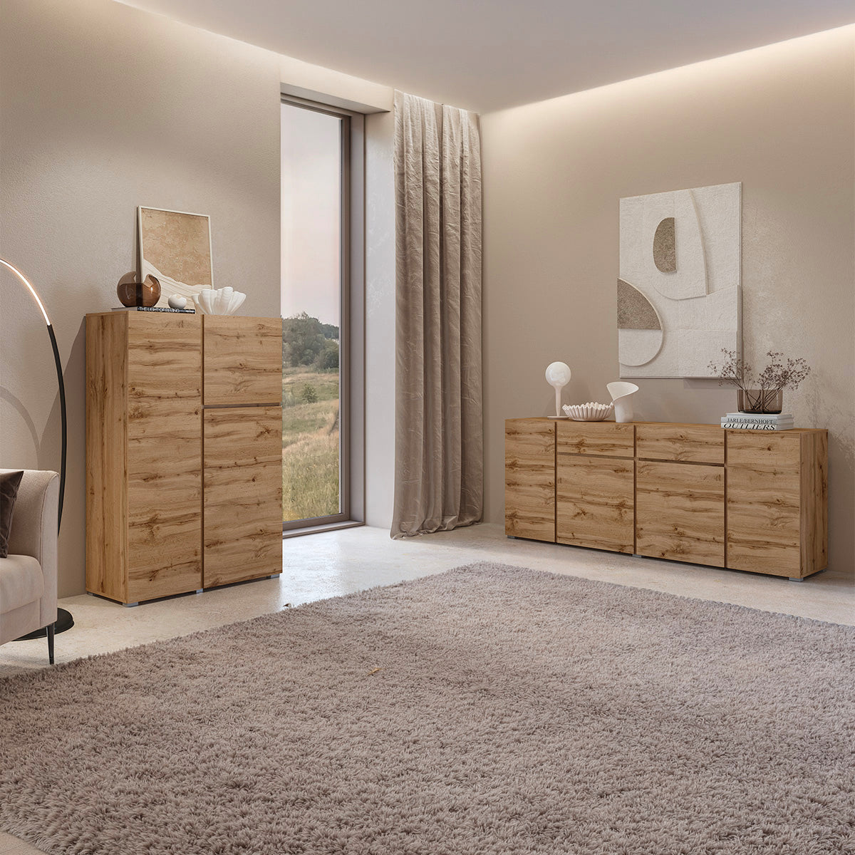 Buffet 4 portes 2 tiroirs Maxis Bois - vue 3