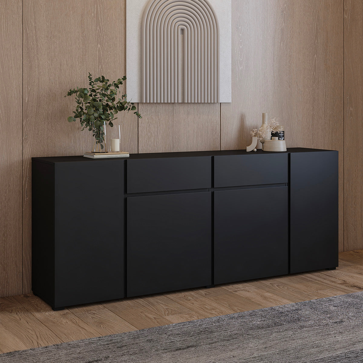 Buffet 4 portes 2 tiroirs Maxis Noir - vue 2