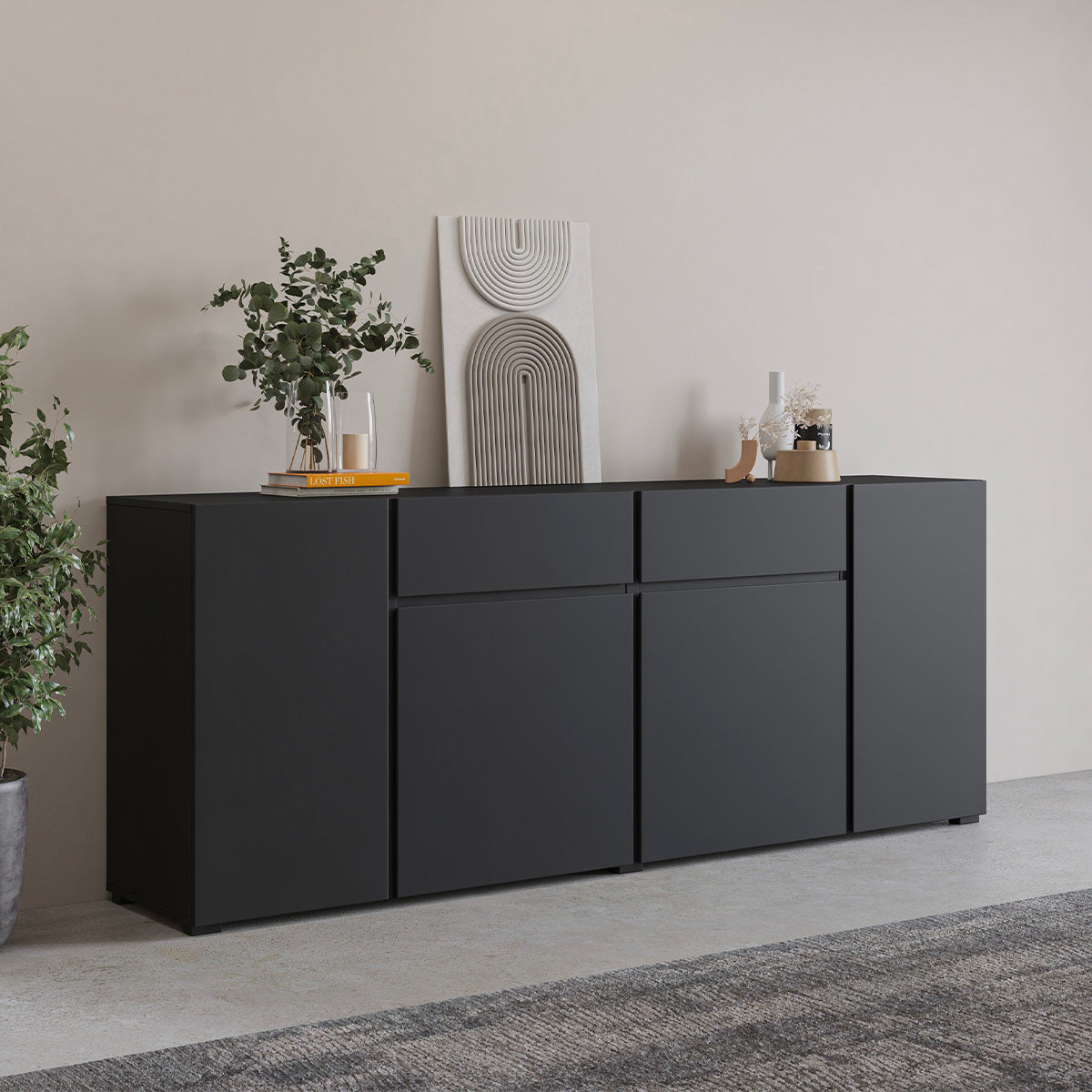 Buffet 4 portes 2 tiroirs Maxis Noir - vue 5