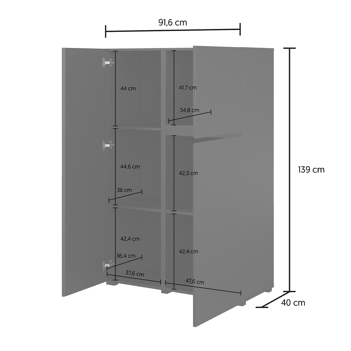 Buffet haut 3 portes Maxis Noir - vue 6